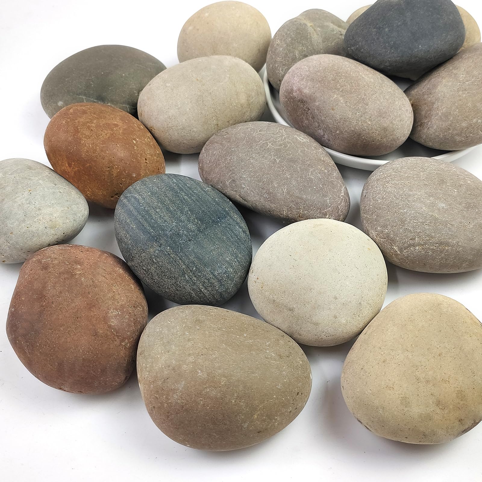 Large River Rocks for Landscaping, 3-4 Inch Mixed Colors Pebbles for Plants and Garden, Premium Rocks for Flower Beds, Indoor Fountains, Paths, Backyards, Fish Tanks(40lbs Bulk)