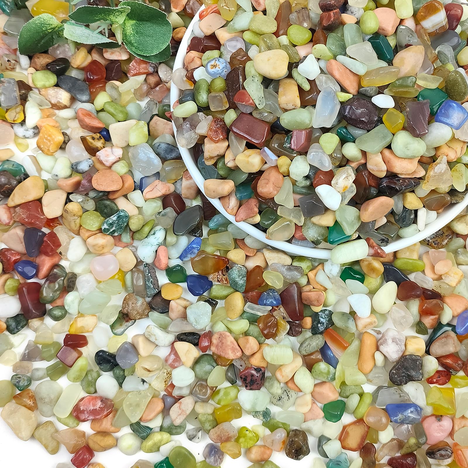 2lbs Mixed Color Pebbles for Plants, 3/8inch Small Rocks for Succulent Cactus Planters, Natural Polished Pebbles, River Rocks for Plants, Vases, Garden